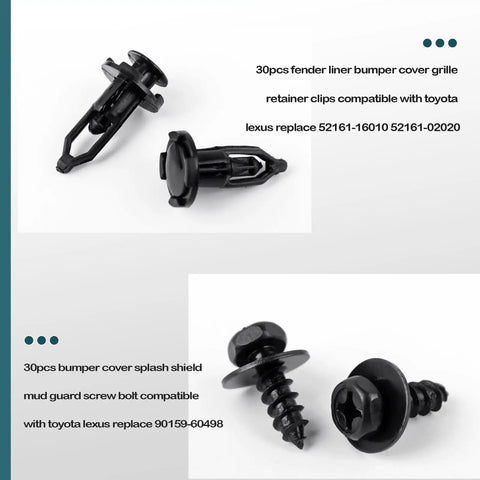 Image of 4 In 1 Body Bumper Screw Bolt Kit With Fender Liner Clips For Toyota And Lexus Wheel Well Retainers 121 Pcs UNIGT Compatible.