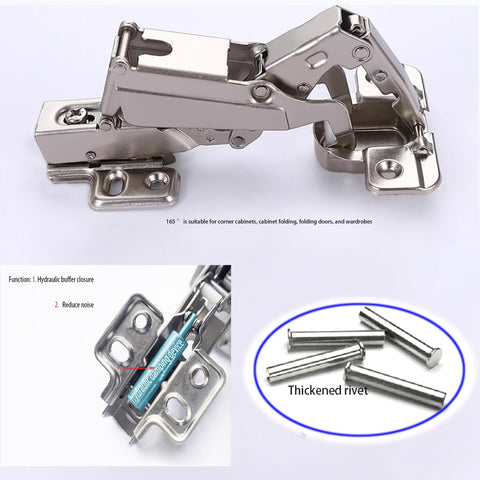 2 Pack 165 Degree Soft Close Cabinet Hinges For Frameless Full Overlay Cabinets Folding Doors Corner Cabinets And Wardrobe Installations Durable Cold Rolled Steel With High Hardness And Corrosion Resistance