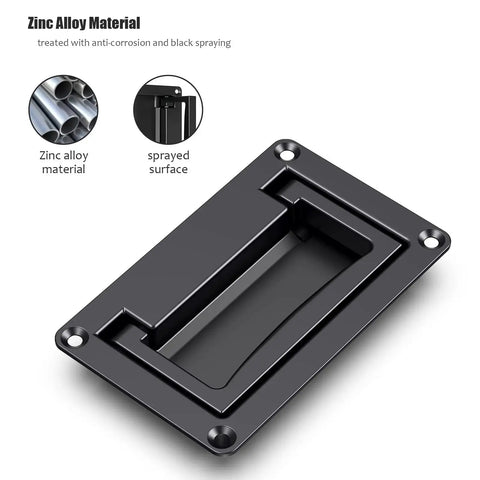 2 Pack Black Zinc Alloy Recessed Door Pull Handles For Drawers Cabinets Doors And Toolboxes, flush pull handle design