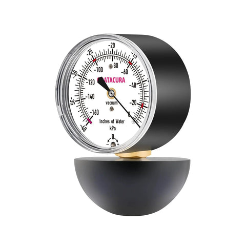 Vacuum Suction Gauge For Household And Central Vacuums, 0 To 160 Inches Of Water, Two And A Half Inch Dial