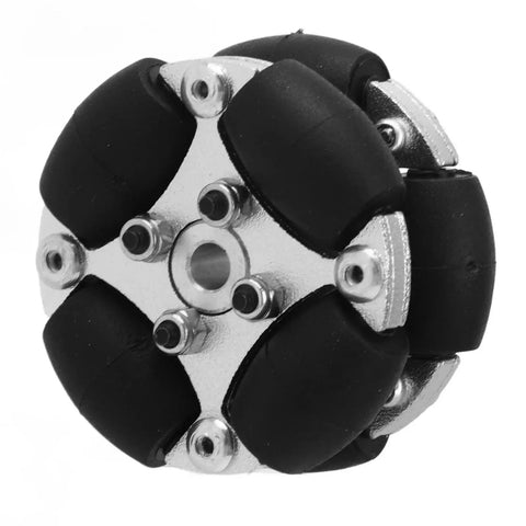 38mm Omni Wheel For Small Robot Cars, Aluminum Alloy Frame With Eight PU Rollers, close-up view of flexible omnidirectional wheel.