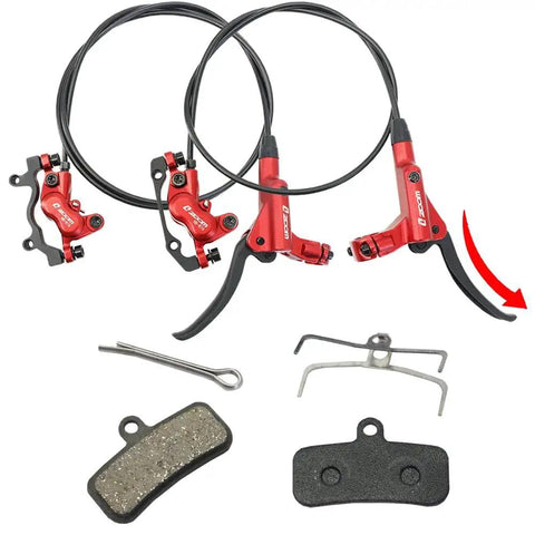 JFOYH Zoom HB876 4-piston hydraulic MTB disc brake set with 160mm rotors; front/rear levers, pads, mounting hardware.