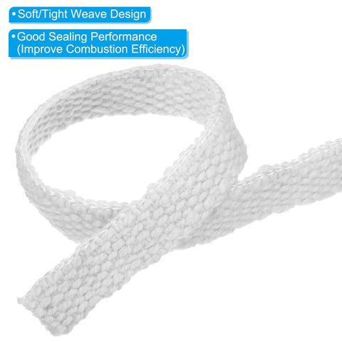 PATIKIL white ceramic fiber flat stove gasket rope, high-temperature seal for wood stove door.