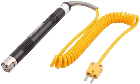 Xnrtop K-type surface temperature probe with yellow coiled extension cord and two-prong plug