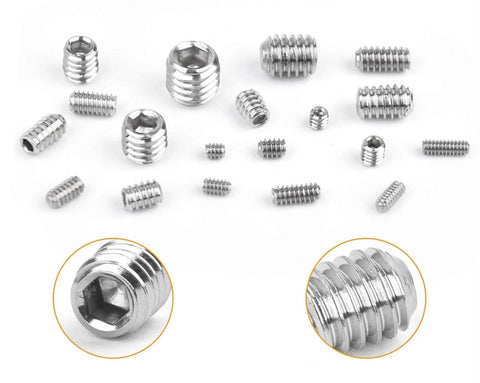 480 Piece SAE Internal Hex Drive Cup Point Screws Assortment Kit With 24 Sizes In 304 Stainless Steel Hex Allen Head Socket Set Grub Screws Bolts