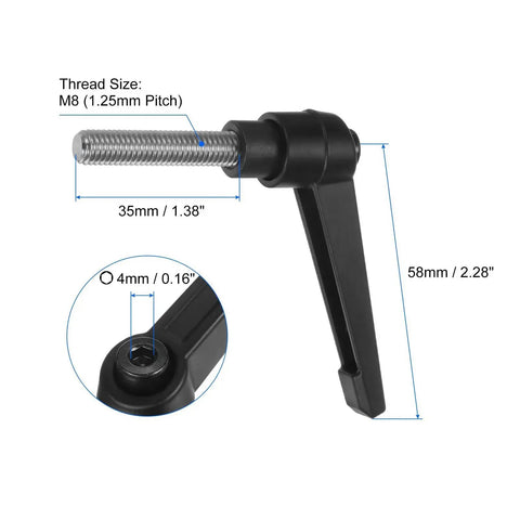 Clamping Lever Handles 2 Pack M8 X 35mm Threaded Male Stud 304 Stainless Steel Adjustable Locking Quick Release Ratchet Push Button Bolt Knobs Black Finish Rust Resistant For Industrial Machinery And Fixtures