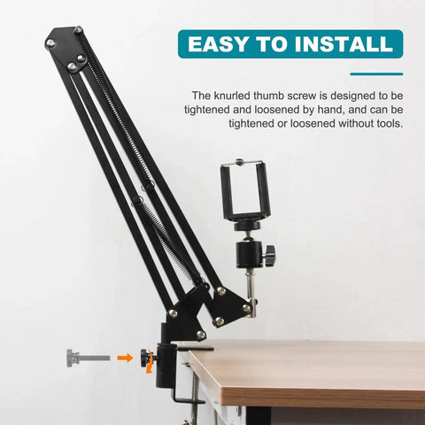Desk arm with 20 Pieces M4 X 25mm Knurled Thumb Screws Black Steel Flat Head Knurled Bolts for lighting fixtures and DIY projects.