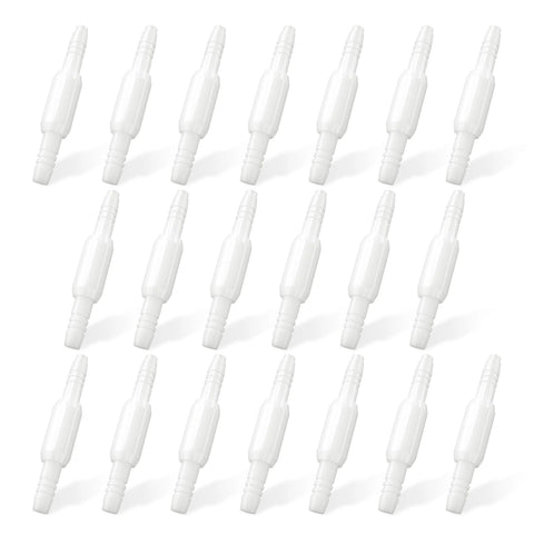Oxygen tubing swivel connector, white plastic, 20-pack, 360-degree rotatable to prevent tangles