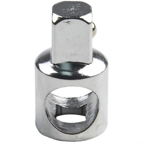 Sliding rod socket adapter, 3/8 to 1/2 inch, chrome steel, front close-up view