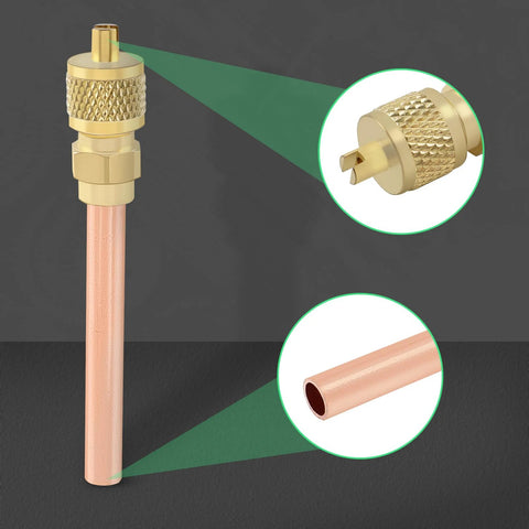 AUTOKAY 10-pack Schrader stem HVAC vacuum adapters, 1/4 in SAE, copper tube, brass knurled fitting