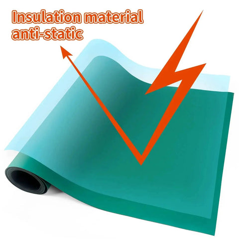 ESD Soldering Mat Roll For Circuit Repair 23.7 Inch By 118 Inch High Temperature Rubber Desk Mat Grounding Anti Static Vinyl