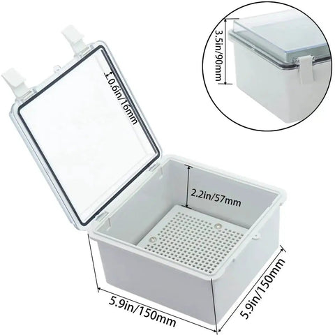 Built Tough IP67 Waterproof ABS Junction Box With Hinged Clear Cover Two NPT Half Inch Cable Glands Electrical Enclosure
