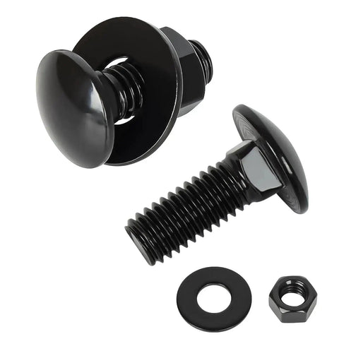 1/4-20 X 1-1/2 Inch Carriage Bolt Kit In Stainless 304 Heavy Duty With Hex Nuts And Flat Washers, Black Finish, Two Bolts and Nuts