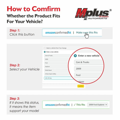 Instructions on how to confirm vehicle compatibility for product fit on Amazon with step-by-step guide and examples.