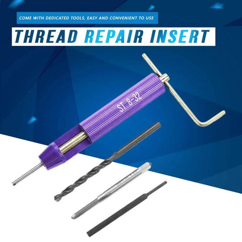 Stainless Steel Thread Repair Insert Kit With Coiled Wire Helical Inserts, installation tools and components featured.