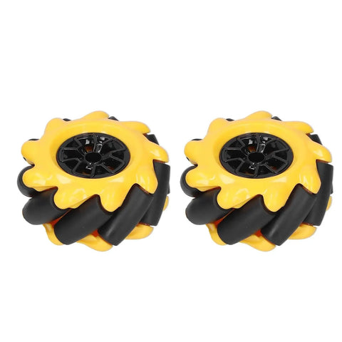 Yellow and black Mecanum Wheel Omni-Directional For 60mm Smart Robot Car DIY Projects Black Rubber-Coated Wheel Delivers Smooth Run And Superior Grip