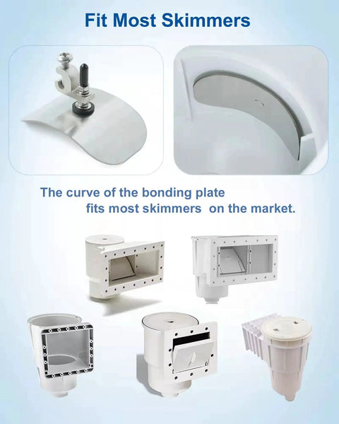 Above Ground Pool Water Bonding Kit for Skimmers with stainless steel plate and hardware fitting multiple skimmer types