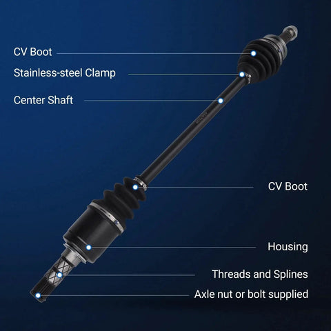 Front Pair CV Axle Shaft Assembly For Subaru Forester 2014 Early Build Before January 11 2014 Legacy 2010 2014 Outback 2010 2014 Driver And Passenger Side OE Quality Replacement black metal axle with labeled components