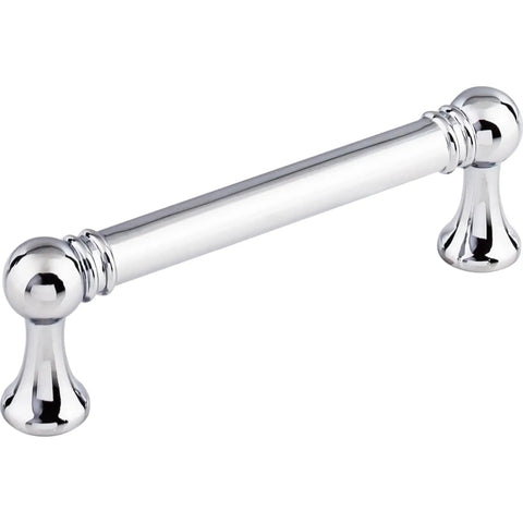 Kara Pull Serene Collection 3-3/4 Inch Center To Center Brushed Satin Nickel Finish for kitchen cabinet doors and drawers, side view.