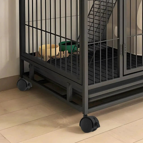 Pet cage on 360 Degree Black Caster Wheels For Pet Cages Silent Rotating Casters With Locking Feature Replacement Wheels For Cat Cages