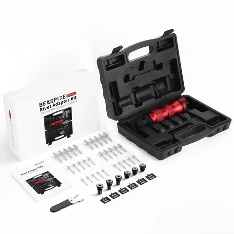 Cordless Rivet Gun Adapter Kit For Drills Electric Rivet Drill Adapter with 6 interchangeable heads and 30 blind rivets