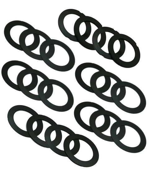 Black Coated 1/2-28 Barrel Shim Kit for.223 and 5.56 Caliber, 20 Pack, Stainless Steel Shims With Six Thicknesses for Pro-Grade Indexing, Alignment, and Timing in a spread.