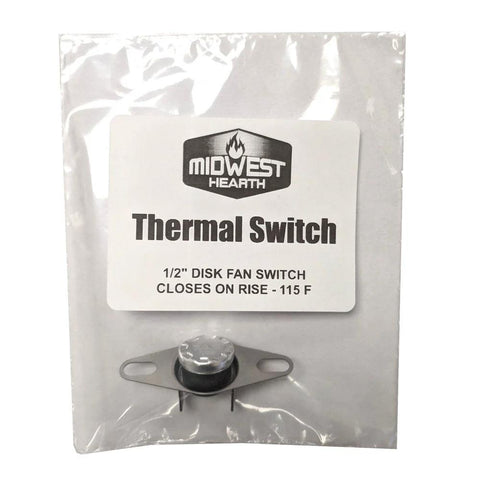 Smart Thermal Fireplace Blower Switch With 115 Fahrenheit On And 90 Fahrenheit Off Sensor in packaging by Midwest Hearth