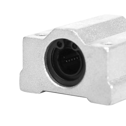 Close-up of Four Pack Dope SCS8UU Linear Motion Ball Bearing Slide Units With 8mm Inner Diameter, high rigidity aluminum body visible