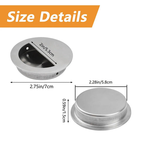 Dimensions of Hidden Concealed Recessed Sliding Door Pull Handles Pack Of 2 In Brushed Stainless Steel Round Flush Door Knob.