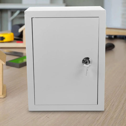 Front view of Outdoor Aluminum Junction Box 300x400x160mm with key lock for weatherproof electrical control and breaker use.