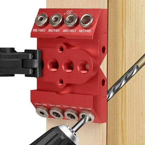 Pro Grade 30 45 90 Degree Drill Guide Jig For Straight Holes With Detachable Bushings And Positioning Bar, aluminum CNC body