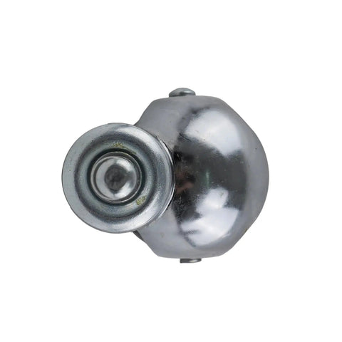 Top view of 2-Inch Office Chair Caster with Soft Black Rubber Ball, Chrome Hooded Swivel, Double Ball Bearing, Grip Ring Stem