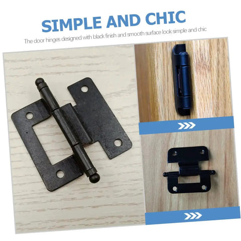 Heavy Duty Self Closing Cabinet Hinges For Kitchen Cupboards 6 Pack Iron Inset Hardware shown with smooth black finish