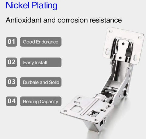 170 Degree Frameless Cabinet Door Hinges With Hidden Hydraulic Soft Closing And Adjustable Mounting Stainless Steel Full Coverage Pair For American And European Style Cabinets Wardrobes Bookcases And More, nickel plating, antioxidant-resistant