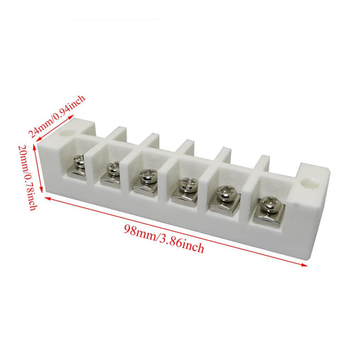 PZRT ceramic terminal block, white porcelain, 6-position screw terminals, rated 380V 30A