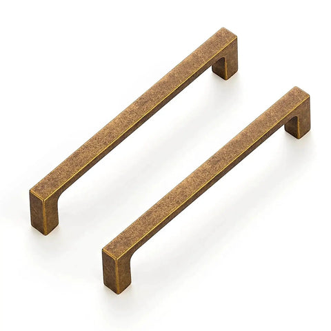 10 Pack Solid 5 Inch Square Cabinet Handles Antique Brass Pulls For Kitchen Cabinets And Drawers, durable zinc alloy construction