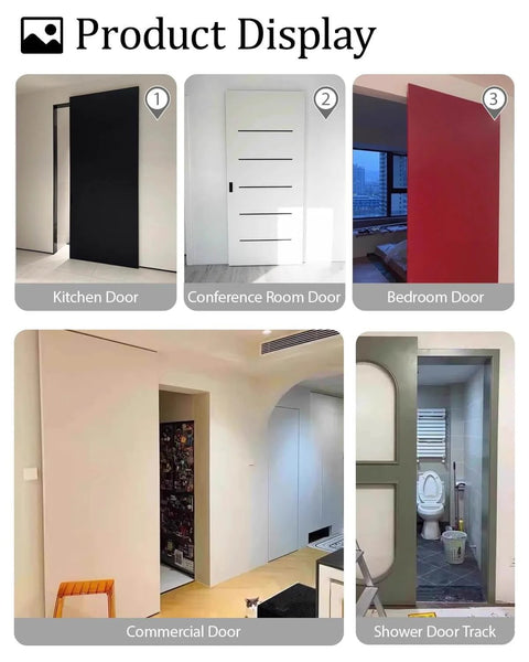 Invisible Sliding Door Hardware Track System Kit for Bedroom Doors, Mirror Ghost Gate Rail in various door settings