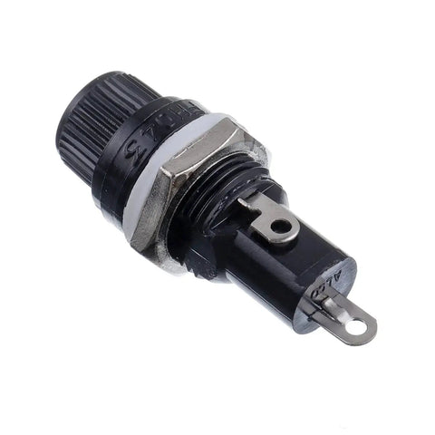 Panel Mount 5X20MM Black Screw Cap Fuse Holder Kit With 10A And 15A Quick Blow Glass Fuses, 250V 10A And 125V 15A Rated, single holder