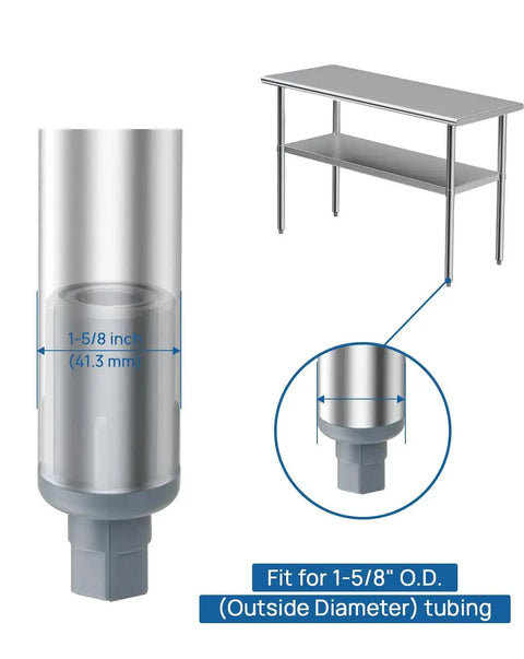 Workhorse Adjustable Bullet Feet For One And Five Eighths Inch Tubing On Industrial Kitchen Work Tables Heavy Duty Plastic Leg Levelers
