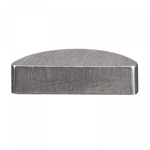 Side view of a single polished steel semicircular key from Woodruff Key Set, Ten Pieces, Steel Semicircular Keys, Three Millimeter Wide