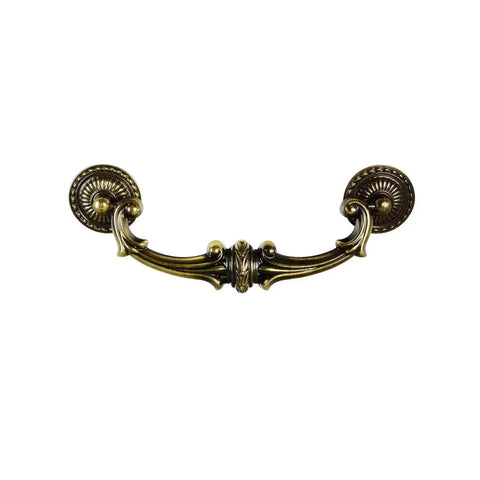 Antique English Bail Pull For Cabinets And Dressers, 7-1/4 Inch Overall Length, 1-1/4 Inch Projection, 5-1/2 Inch Mounting Hole Spacing