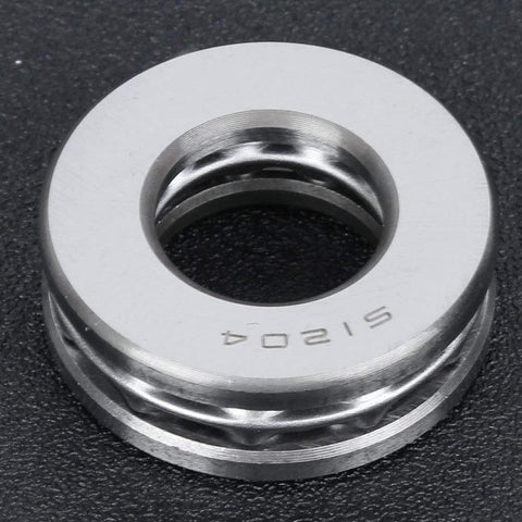Axial ball thrust bearing, silver metal, inner bore visible, engraved 51204
