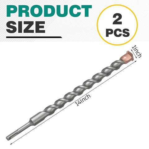 Lengthening 2 Pack 1 Inch By 14 Inch Rotary Hammer Drill Bit Set For Concrete And Masonry SDS Plus Carbide Tipped construction grade