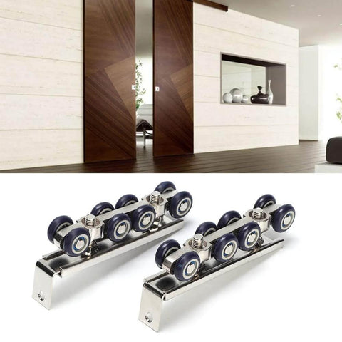 Beefy Eight Wheel Door Track Pulley System Heavy Duty Sliding Door Hardware with zinc alloy and cold rolled steel for home use