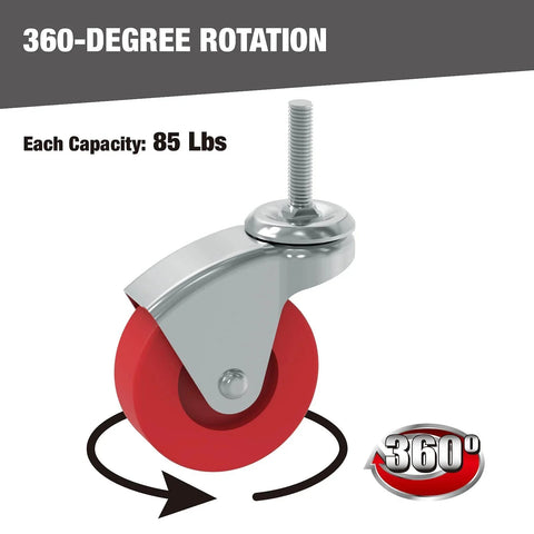 2.5 Inch Stem Caster Wheels Set Of 6 Heavy Duty 360 Degree Swivel Casters For Creepers Carts Stools Cabinets 85 Lbs Each