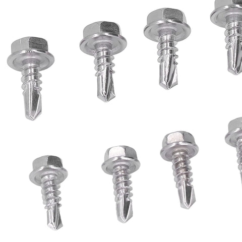 Self Drilling Screws Hex Head Stainless Steel 100 Pcs Set 4.2x13mm And 4.8x13mm Heavy Duty Fasteners for Metal and Wood