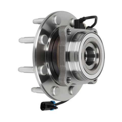 4X4 Front Wheel Bearing And Hub Assembly For Chevy Avalanche Suburban Silverado 1500 2500 3500 HD And GMC Sierra 1500 2500 3500 HD Yukon XL 2500 Hummer H2 8 Lug With ABS 1 Piece Replacement shown from side view