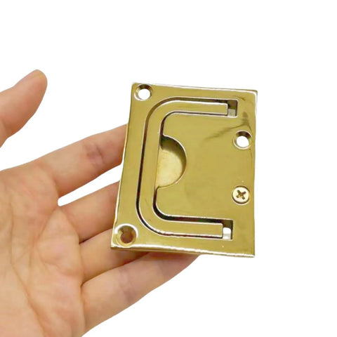 316 Stainless Steel Flush Pull Ring Handle In Gold Finish Recessed Concealed Door Pull For Cabinets And Marine Use 76x57mm