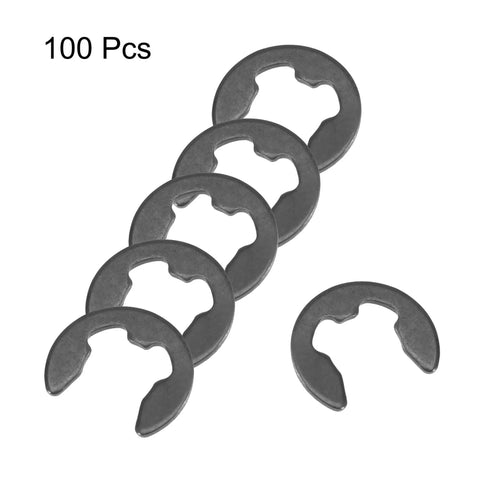Heavy Duty External Retaining Ring Snap Clip E Clip 10mm Outer Diameter 4.8mm Inner Diameter 0.8mm Thick Carbon Steel Blackened 100 Pcs
