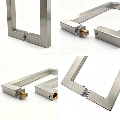 8 Inch Brushed Nickel Square Shower Door Handle Back To Back Replacement For Frameless Glass Doors 304 Stainless Steel Pull Hardware